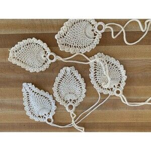 Vintage Hand Crochet Curtain Shade Roller Pulls Lot of 5 Ivory Matching~CLEAN